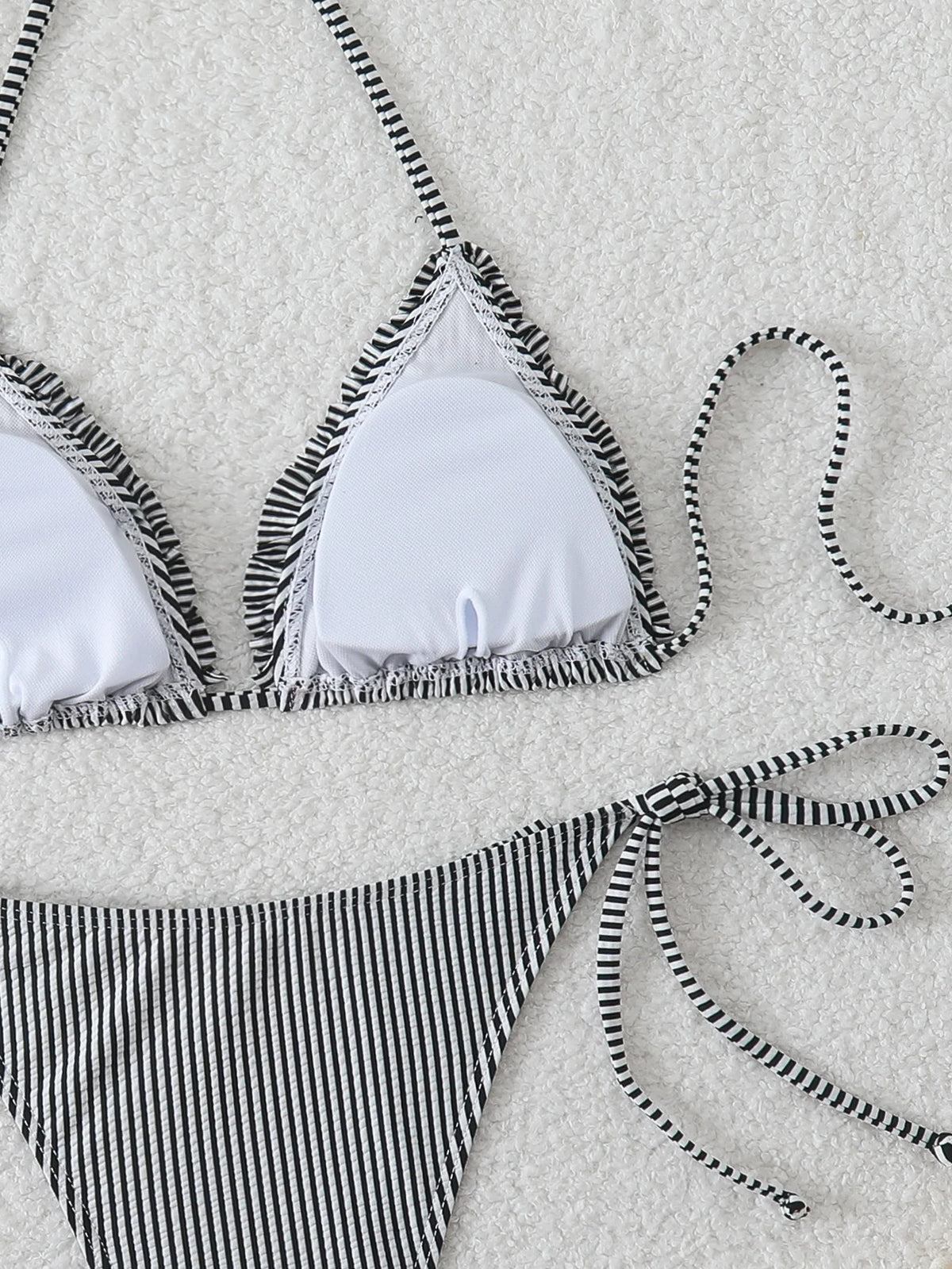 Halter Triangle String Bikinis 2026 Women Sexy Striped Swimsuit RuffleSwimwear Female Bathers Bathing Swimming Swim Suit