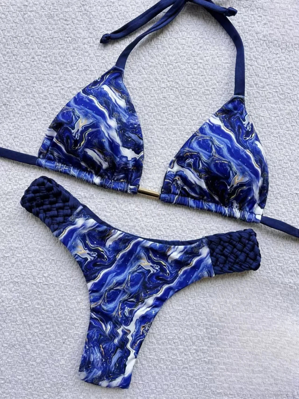 Fashion Print Halter Mini Thong High Cut Bikini Female Swimsuit Women Swimwear Two-pieces Bikini Set Bather Bathing Suit Swim