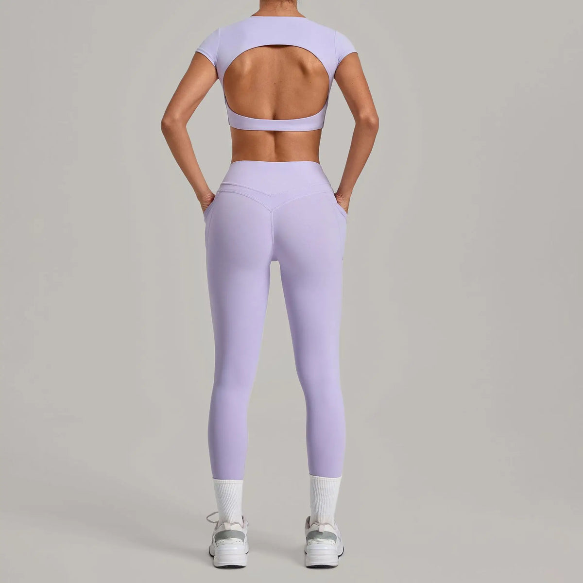 Women's Seamless Yoga Sets Sports Running High Waist Hip-lifting Pants Backless Short-sleeve Suits Workout Fitness Leggings Sets