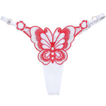Butterfly Lace Thong for Women Low Waist G-String Transparent Mesh Panties Sexy Embroidered Briefs Adjustable Waist Culotte Femm