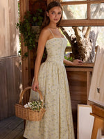 FDYOUI 2026 Summer Spaghetti Strap A-line Floral Vacation Dress for Women Elegant High Waist Tunics Long Party Evening Dresses