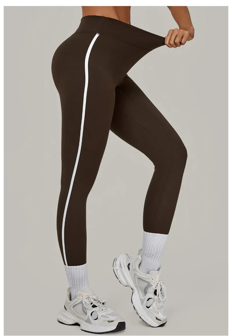 Women High Waist Yoga Pants Leggings - Seamless Color Block Fast-Dry Breathable Gym Running Fitness Tights Butt Lifting Effect