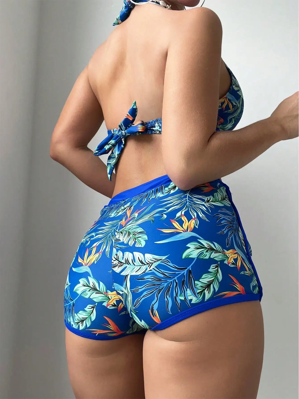 2026 Halter Bikini Set Short Swimsuit Women High Waist Swimwear Female Printed Bathers Swimming Bathing Swim Suit Beachwear