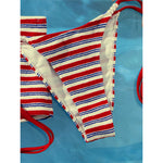 S - XL With Shorts Striped Halter Bikini Women Swimwear Female Swimsuit Three-pieces Bikini set Bather Bathing Suit Swim V8130