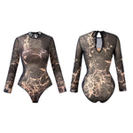 Vintage Black Floral Print One Piece Swimsuit Women Summer Long Sleeve Slim Fit Swimwear Skirt Set 2025 Holiday Bathing Suits