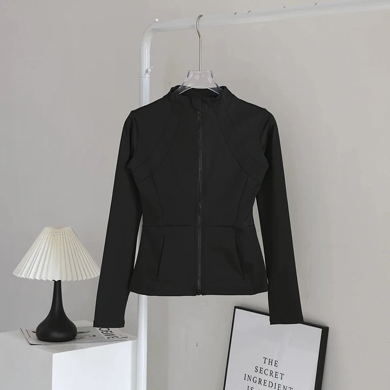 Women's High-End Yoga Suit with Standing Collar Long-Sleeved Sports Jacket for Running And Training Windproof Fitness Jacket