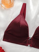 High quality front button without steel ring sexy women's bra red sexy Lingerie thin double layered women's underwear YS3069