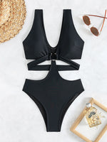 S - XL V Neck High Leg Cut One Piece Swimsuit Women Swimwear Female Bather Monokini Cross Bandage Bathing Suit Swim Beachwear