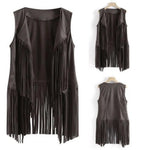 Open Front Tassel Cardigan Women's Fringe Vest Retro Sleeveless Jacket Cowgirl Western Outfits Outerwear