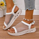 Summer New Mesh Buckle Fish Mouth Casual Lightweight Versatile Comfortable Beach Sandals Women