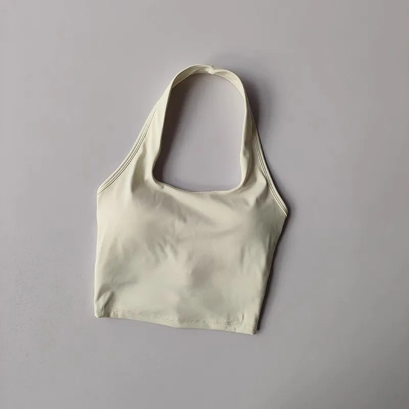 Women's yoga sports bra, neck hanging cross belt chest cushion yoga back training bra