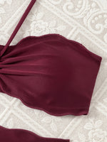Sexy Pleate Push Up Bra Micro Bikini 2026 Women Wine Ruffles Thong Swimwear Summer Beach Bathing Suit Holiday Swimsuit Biquini