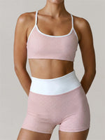 Summer Pink Wave Point Yoga Sets for Women Slim Sports Tank Top Gym Outfits Outerwear High Waist Shorts Training Fitness Suits