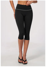 Hip Lifting Midi Length Yoga Pants Women Contrast Color Gym Sports High Waist Capri Trousers Breathable Fitness Running Leggings