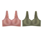 2Pcs/Set Women V-Neck Wireless Bra Smooth Invisible Mold Bralette One-Piece Seamless Support Bras Wide Strap Lingerie M-3XL