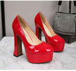 2022 New Model Catwalk Show 14CM High Heels Women's Banquet Party Round Toe Wear Single Shoes Large Size Women's Shoes 35-46