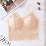 Women Floral Lace Bra Female Underwear Sexy Lingerie Lace Top Removable Pads Non-wire Solid Color Bralette Push-Up Brasieres
