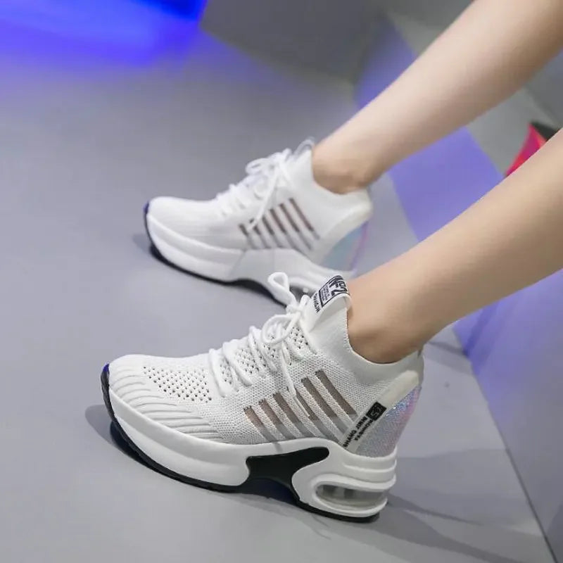 High Quality Femme Bling Sequin Woman Sneakers Chunky Platform CasualHeight Increase Zapatillas Mujer wedges shoes 2019
