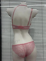 French Style Pure Desire Lingerie Set 3cm Thick Padded Cup Pink Diagonal Strap Nightclub Wear Sexy Bra Panty Set 32-38AB Canada