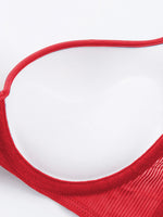 Women's Red Lace Bra Underwire Push Up Bra Plunge Deep V Thick Padded Underwire Bralette