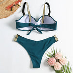 New S - XL Bra Bikini Push Up Swimsuit Female Swimwear Women Two-Pieces Bikini Set With Cup Bather Bathing Suit Swim Lady V2310
