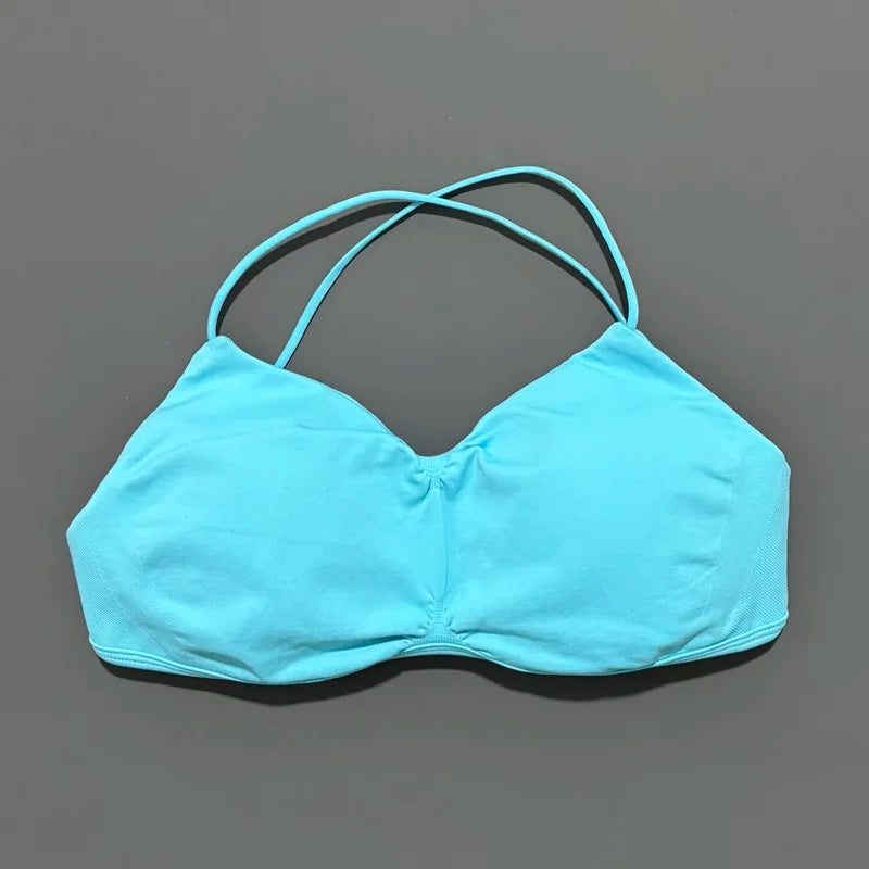 HISTELLO Vision Sports Bra Woman Seamless Yoga Underwear Removable Bra Pads V-shape Scoop Backless Sportswear Workout Gym Tanks