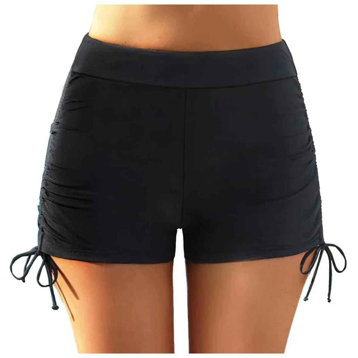 Beach Bathing Suit Women High Waist Bikini Bottoms Swim Briefs Drawstring Beach Shorts Solid Leopard Bikini Ruched Swim Bottoms