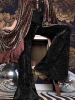 new European and American high-waisted slim shiny silver drape gold velvet bell-bottom casual pants