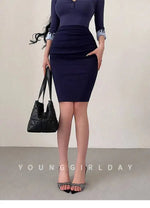 Korean Pure Desire Sexy OL High Waist Ruched Hip Slit Mid-Length Bodycon Skirt Fashion Sexy Women Mini Skirts 2026 New BL9X