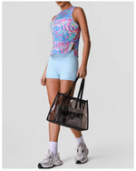Sports Training Fitness Set Women Summer Ice Tie Dye Gradient Floral T Shirts High Elasticity Hip Lifting Shorts Yoga Sets
