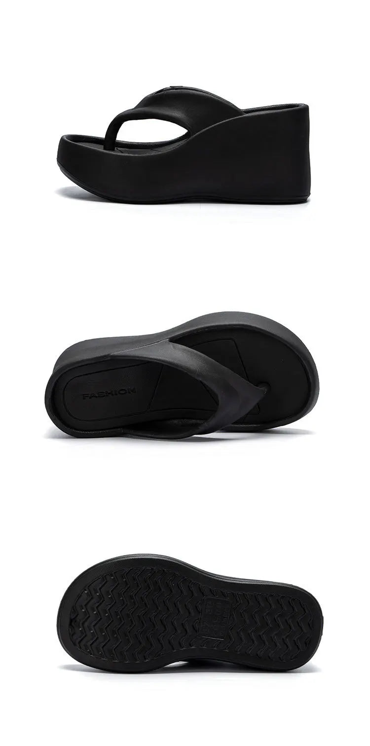 2026 New Women Fashion Slippers Soft EVA Summer Platform Shoes Girls Beach Flip Flops Thick Sole Female High Heel Street Sandals