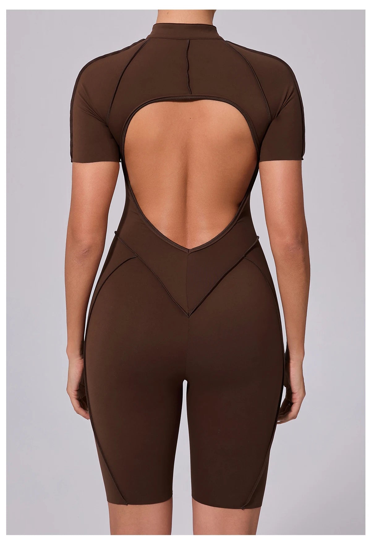 Summer Zipper Workout Jumpsuit Sports Overalls Women Running Fitness Short Sleeve Yoga Bodysuit