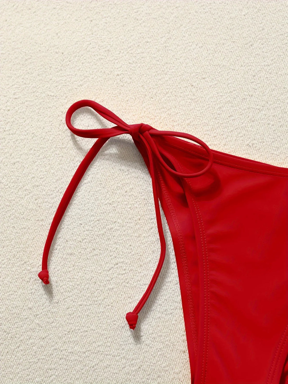 Women Bikini Set Solid Color Triangle Halter Neck Tie Side Two Piece Swimsuit Adjustable String Swimwear for Beach Vacation