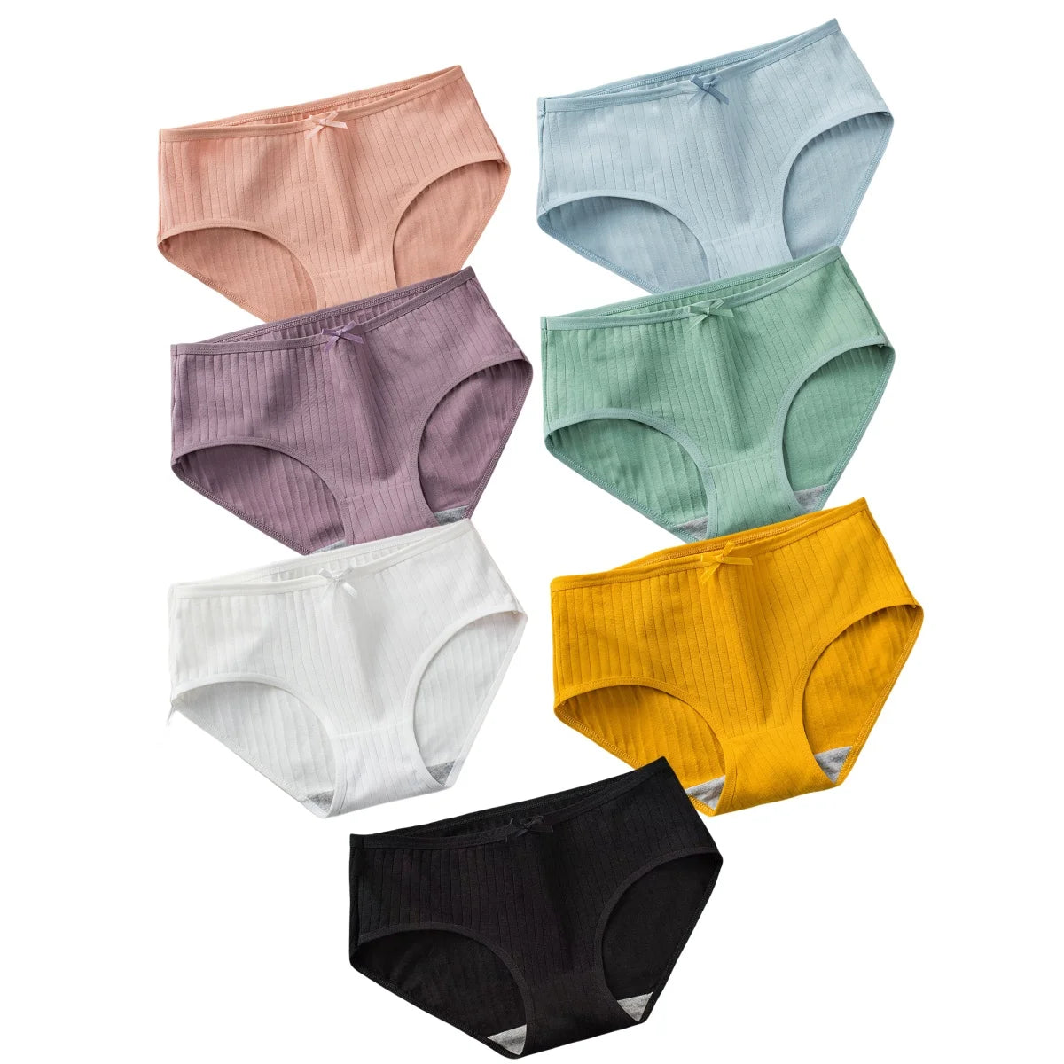 7Pcs/Set Cotton Panties Low Waist Briefs Women Sexy Lingerie Female Underpants Panty Solid Color Breathable Underwear Intimates