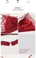 MOYISU Pure Desire Victoria French Lace Embroidered Lingerie Women's Thin Cup Triangle Cup Bra Set Comfortable No Underwire