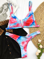 S - XL Splicing V Shaped Thong Bikini Women Swimsuit Female Swimwear Two Pieces Bikini Set Bather Push Up Bathing Suit Swim Lady