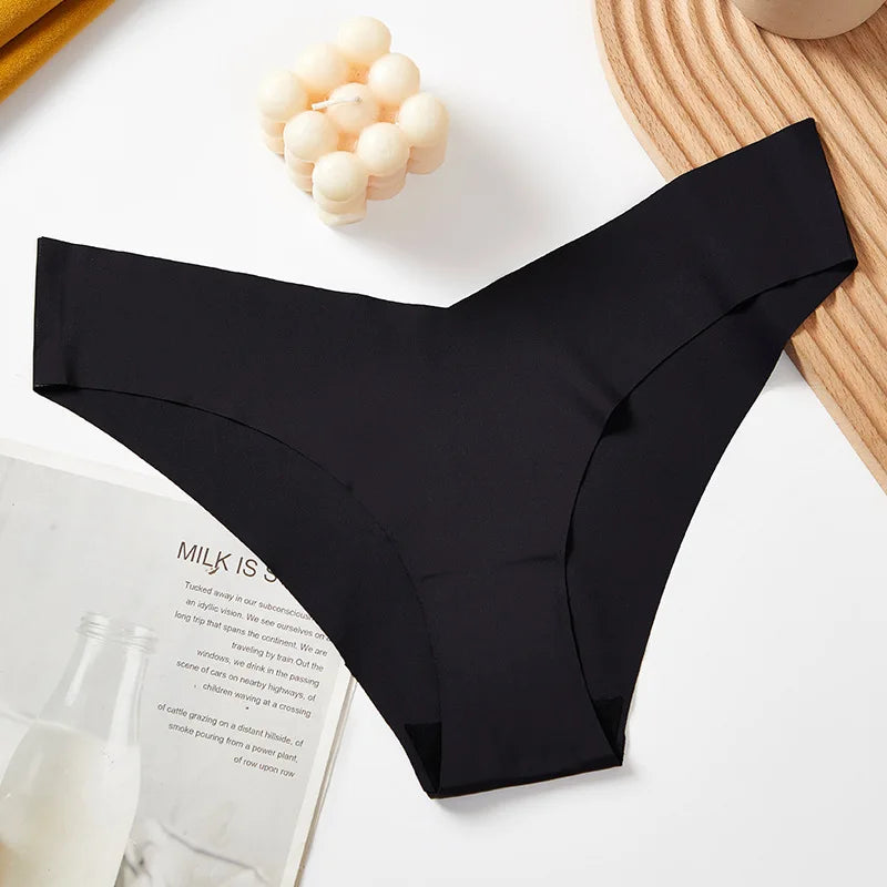1 Pcs Women Summer Seamless Panties Breathable Low Waist Briefs Sexy Solid Silk Underwear Panty Female Intimates Lingerie