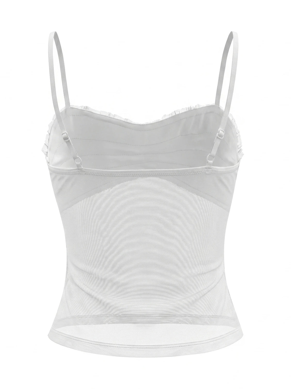 Women's Solid Color See Through Tank Tops Summer Fashionable Sleeveless Mesh Patchwork Slim Fit Camisole