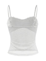 Women's Solid Color See Through Tank Tops Summer Fashionable Sleeveless Mesh Patchwork Slim Fit Camisole