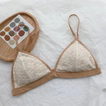 Lace Women's Bra Sexy Lingerie Without Steel Ring French Underwear Triangular Cup Push Up Bra Comfort V Neck Bralette