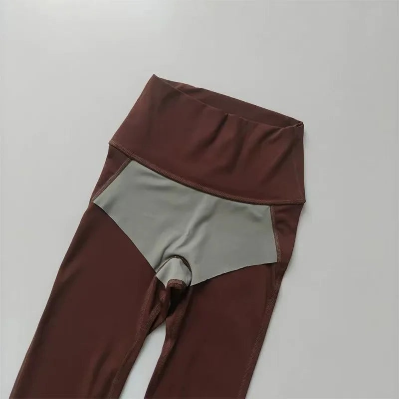 Nude Yoga Leggings Women High Waist One-piece Fitness Wear-free Underwear Belt Pocket Sports Pilates Trousers Fitness Pants