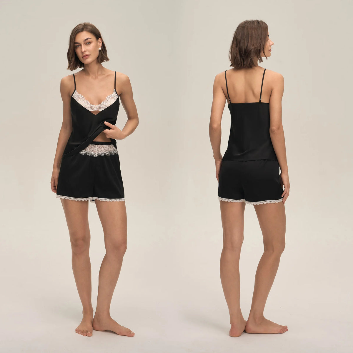 Summer home suspender shorts set casual and comfortable home wear lace women's pajamas