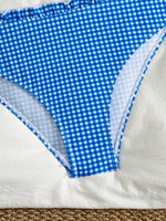 Vintage Coffee Plaid Print Bikini Set Women Bandeau Front Tie Push Up Bra High Waist Swimwear 2026 Beach Bathing Suit Swimsuit