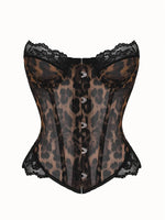 Women's Corset Light Brown Corsets Top Lace Trim Bustiers & Corsets Gothic Slimming Corset Fishbon Mesh Underwear Chest Binders