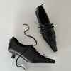 2025 Vintage y2k Black Pointy Toe Kitten Heels Pumps Cross-strap Summer Sewing thread Decor Office Lady Shoes Women