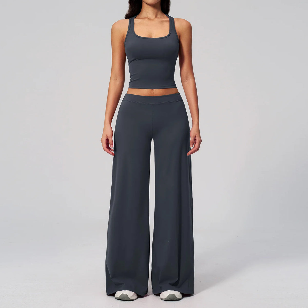 Women's Summer Two Piece Yoga Sets Slimming Sports Tank Top Lifted Buttocks High Waist Flare Pants Gym Fitness Suits Tracksuit