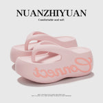 Women Summer Platform Flip Flops Thick Sole Soft EVA Home Beach Slippers For Female Leisure Beach Slides Girls High Heel Sandals