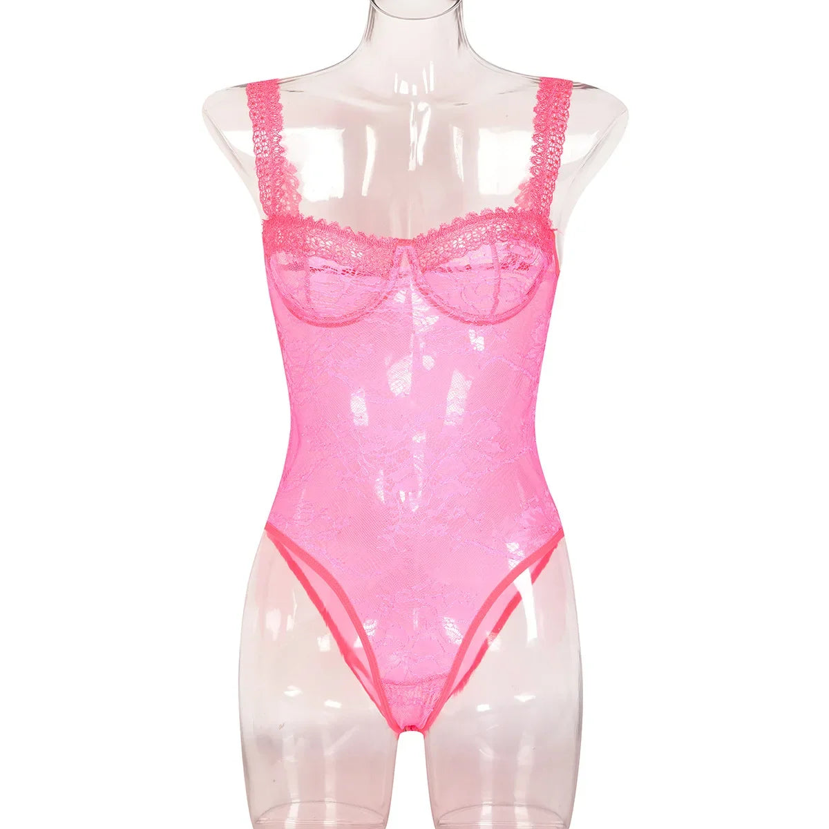 Toucheart Sexy Mesh Patchwork Embroidery Jumpsuit For Women Lace Sling Underwear Solid Color Sexy See-Through Backless Jumpsuit