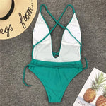 Sexy Deep V Neck Wrap Around Female Swimwear One Piece Swimsuit Women Backless Monokini High Leg Cut Bathing Suit Swim Beachwear