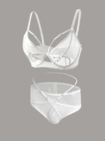 Ultra-Thin Mesh Lingerie Set with Thin Straps, Seductive Bra Set, Popular European and American Style, See-Through, Hot Nightclub Style